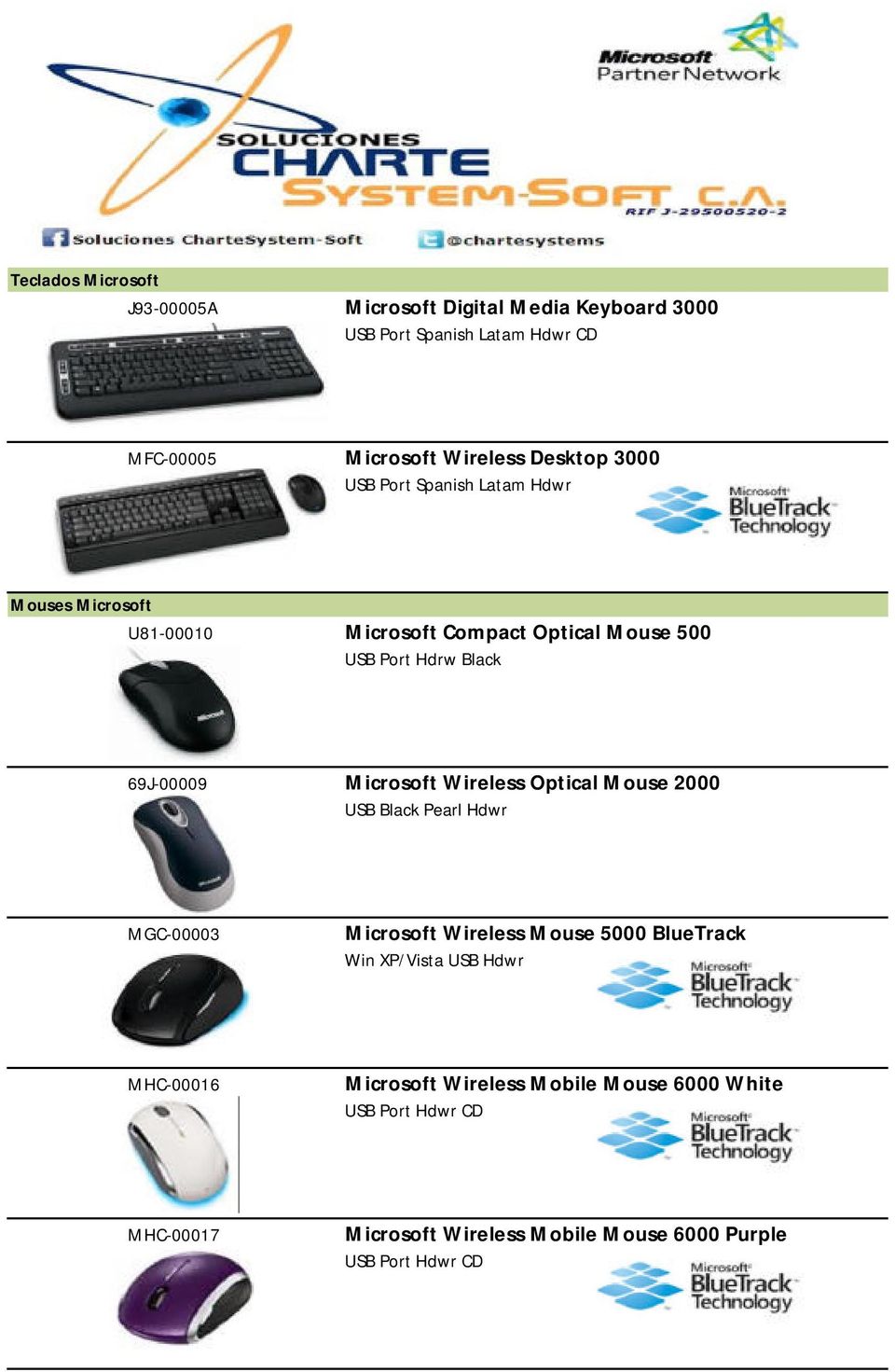 Microsoft Wireless Optical Mouse 2000 USB Black Pearl Hdwr MGC-00003 Microsoft Wireless Mouse 5000 BlueTrack Win XP/Vista USB Hdwr