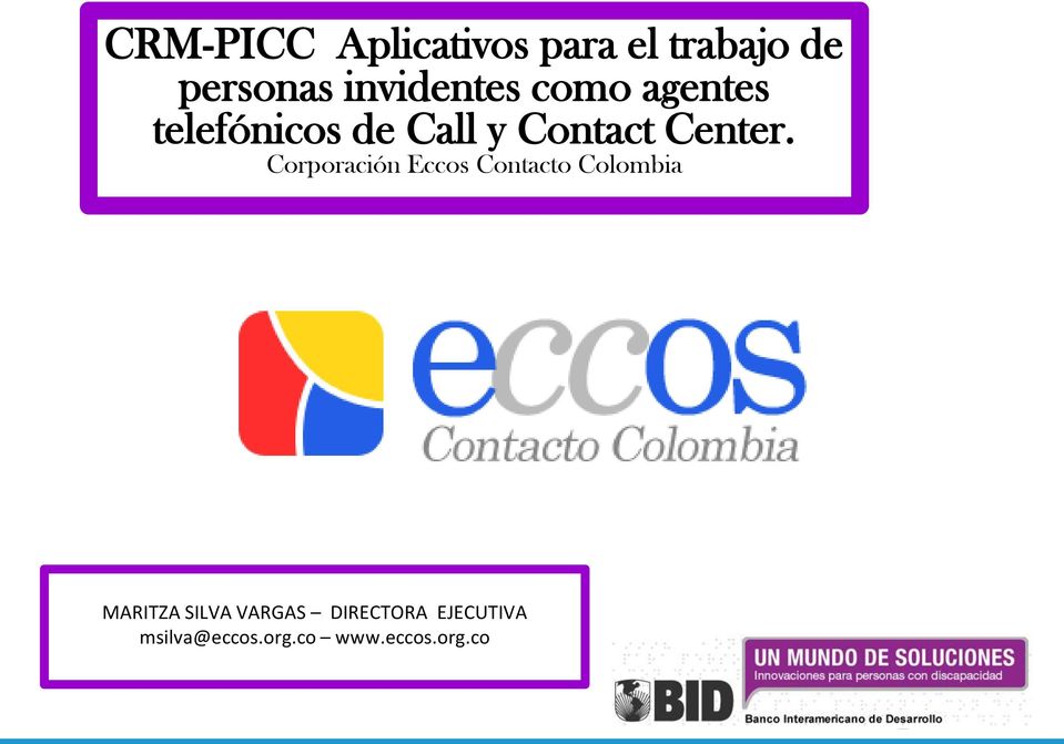 Corporación Eccos Contacto Colombia MARITZA SILVA