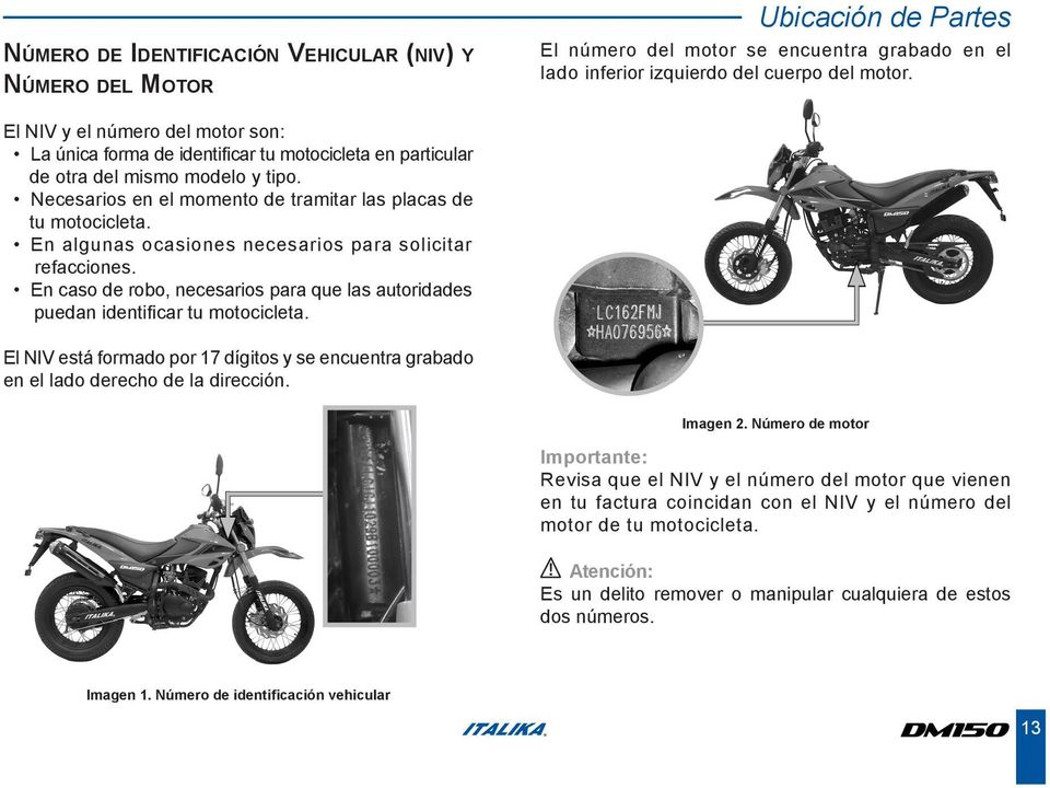 En algunas ocasiones necesarios para solicitar refacciones. En caso de robo, necesarios para que las autoridades puedan identificar tu motocicleta.