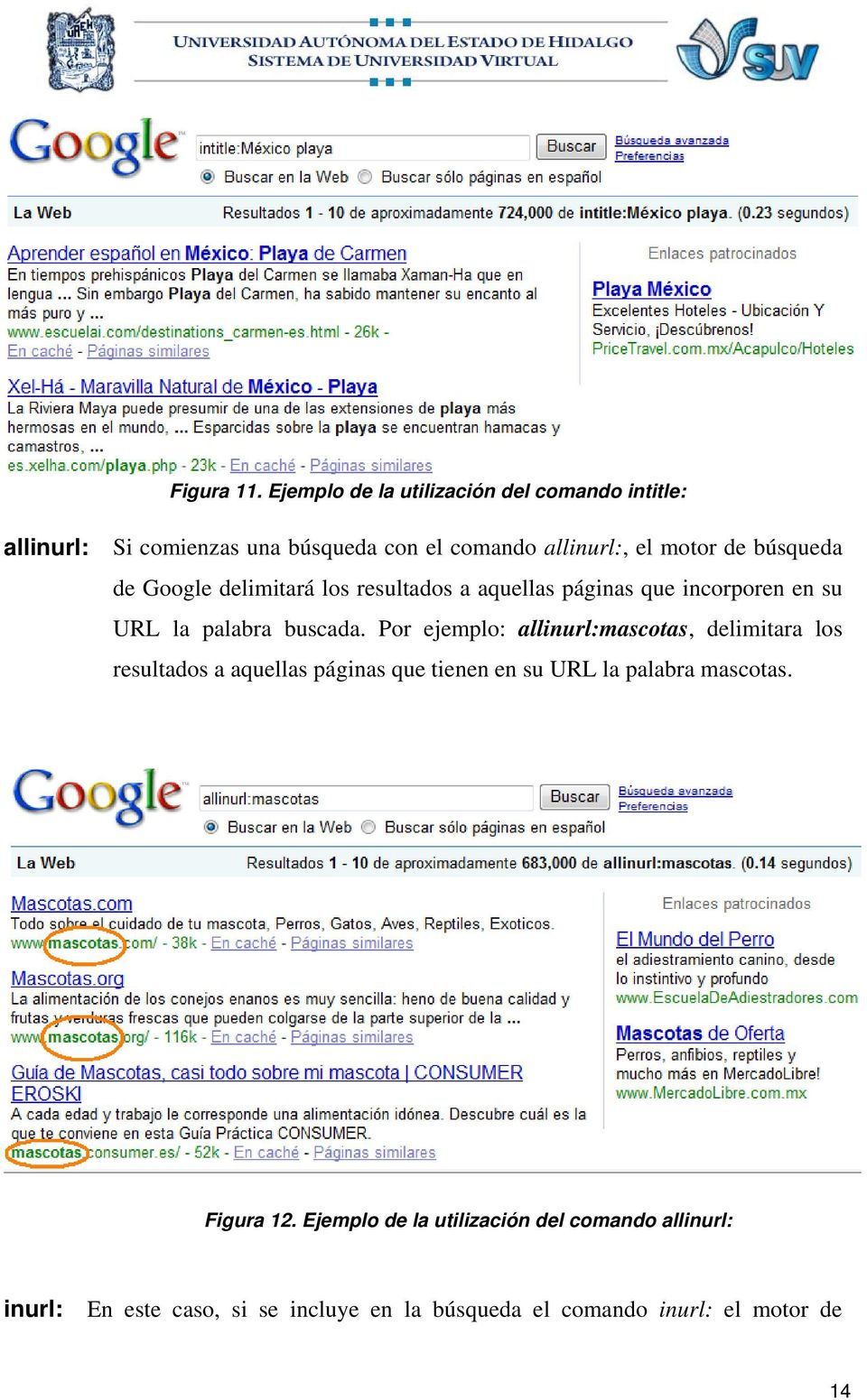 búsqueda de Google delimitará los resultados a aquellas páginas que incorporen en su URL la palabra buscada.