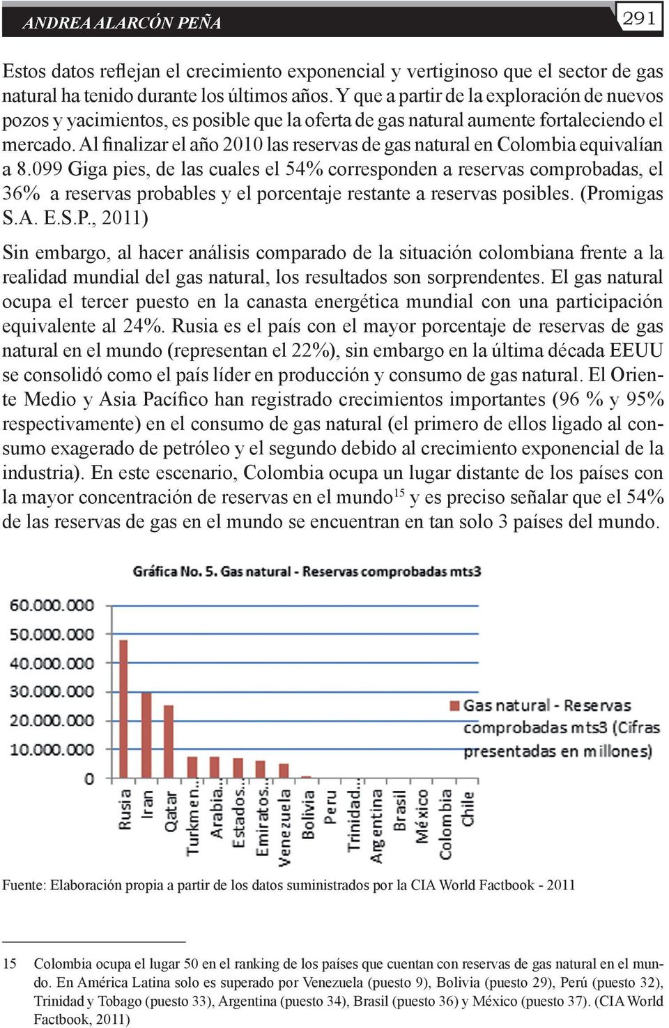 Al finalizar el año 2010 las reservas de gas natural en Colombia equivalían a 8.