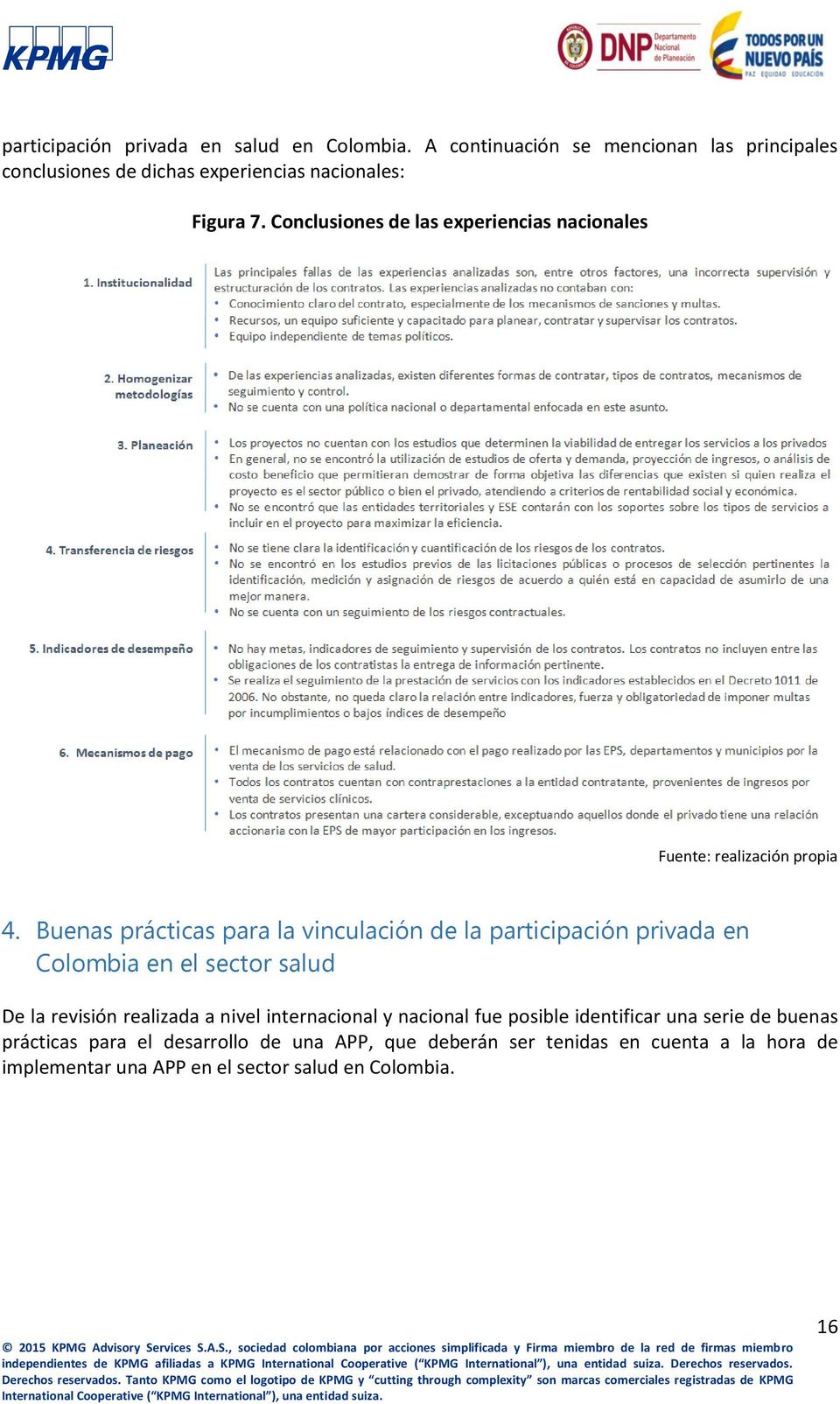 Buenas prácticas para la vinculación de la participación privada en Colombia en el sector salud De la revisión realizada a nivel internacional y nacional