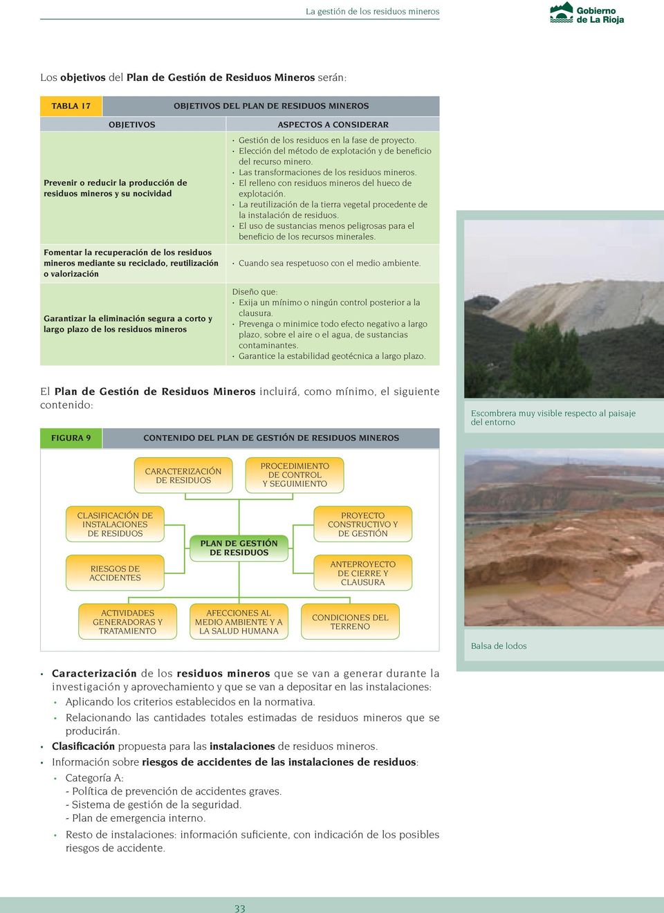 mineros ASPECTOS A CONSIDERAR Gestión de los residuos en la fase de proyecto. Elección del método de explotación y de beneficio del recurso minero. Las transformaciones de los residuos mineros.