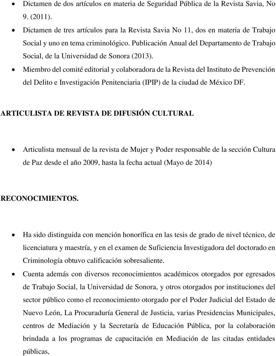 Publicación Anual del Departamento de Trabajo Social, de la Universidad de Sonora (2013).