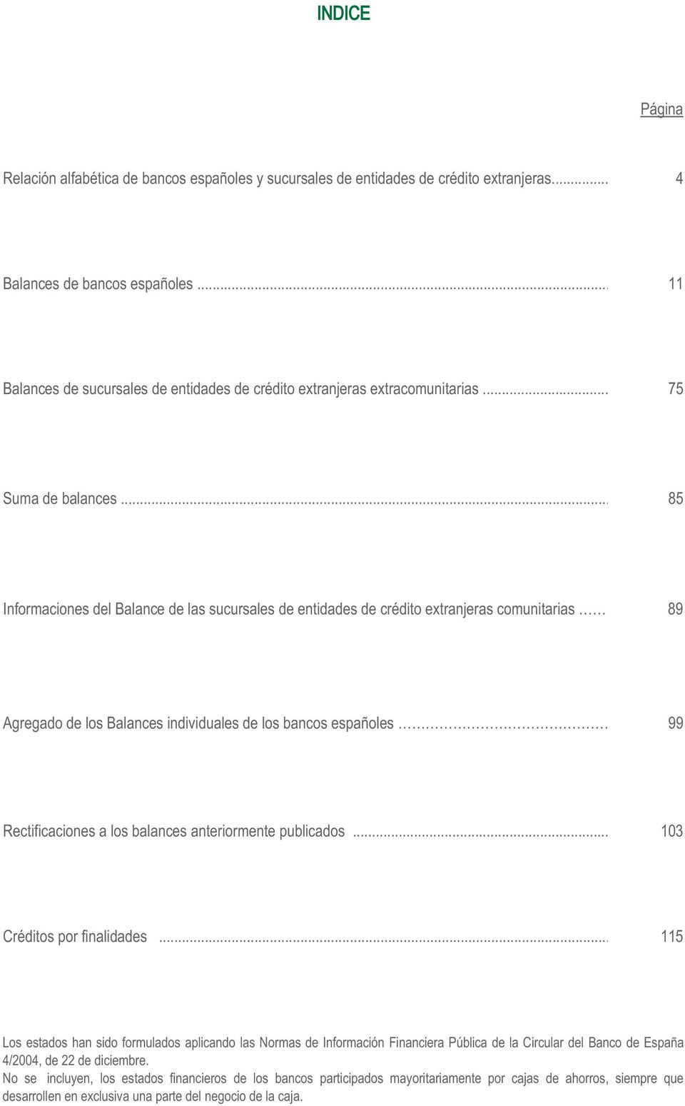 .. 85 Informaciones del Balance de las sucursales de entidades de crédito extranjeras comunitarias 89 Agregado de los Balances individuales de los bancos españoles 99 Rectificaciones a los balances