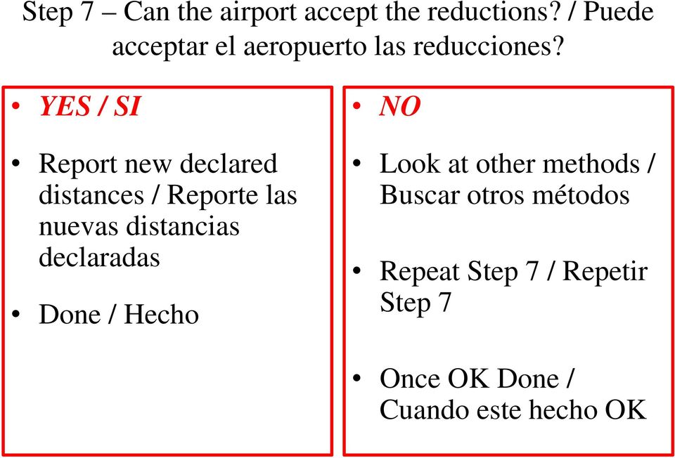 YES / SI Report new declared distances / Reporte las nuevas distancias