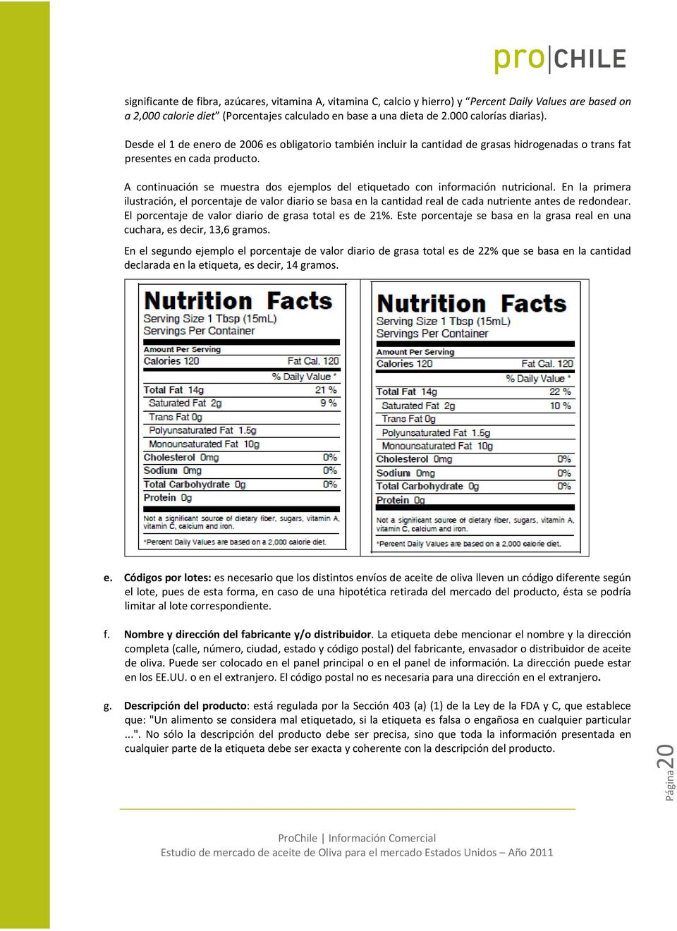 A continuación se muestra dos ejemplos del etiquetado con información nutricional.
