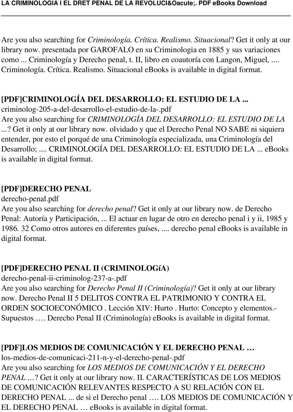[PDF]CRIMINOLOGÍA DEL DESARROLLO: EL ESTUDIO DE LA... criminolog-205-a-del-desarrollo-el-estudio-de-la-.pdf Are you also searching for CRIMINOLOGÍA DEL DESARROLLO: EL ESTUDIO DE LA.