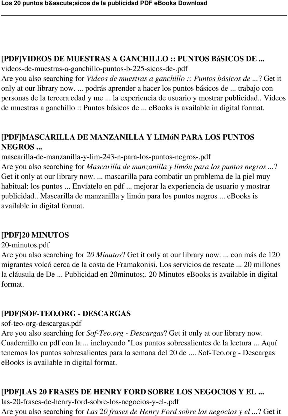 . Videos de muestras a ganchillo :: Puntos básicos de... ebooks is available in [PDF]MASCARILLA DE MANZANILLA Y LIMóN PARA LOS PUNTOS NEGROS.