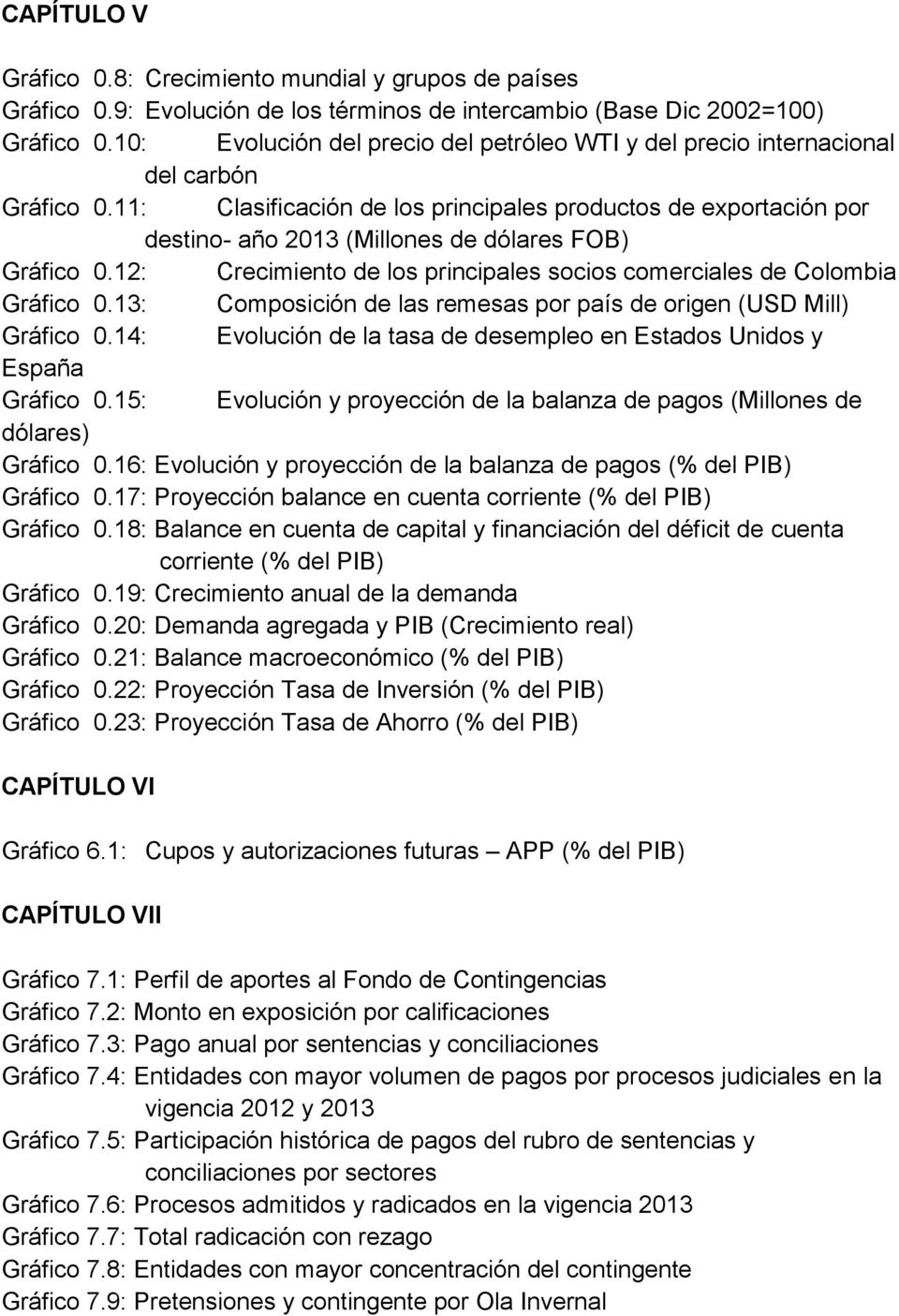 11: Clasificación de los principales productos de exportación por destino- año 2013 (Millones de dólares FOB) Gráfico 0.12: Crecimiento de los principales socios comerciales de Colombia Gráfico 0.