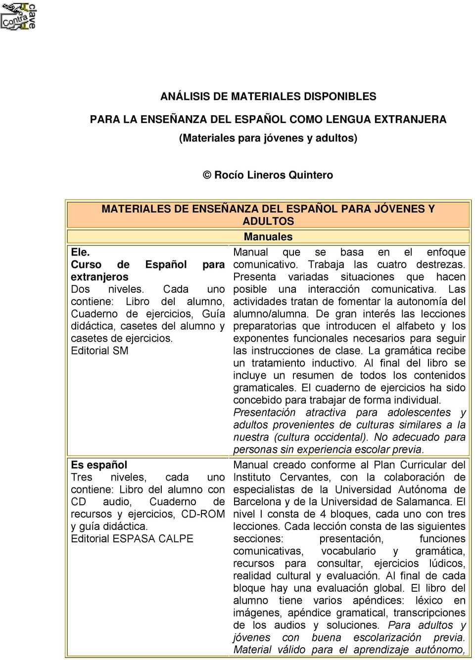 Editorial SM Es español Tres niveles, cada uno contiene: Libro del alumno con CD audio, Cuaderno de recursos y ejercicios, CD-ROM y guía didáctica.
