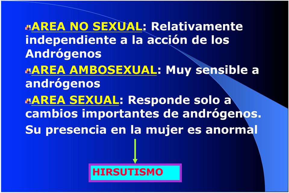 andrógenos " AREA SEXUAL: Responde solo a cambios