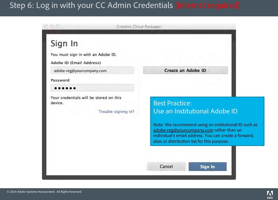 com l l l l l l Best Practice: Use an Institutional Adobe ID Note: We recommend using