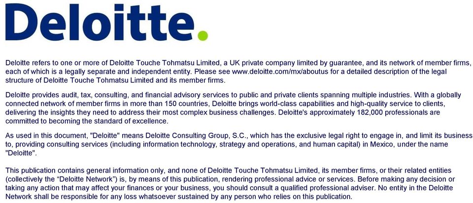 Deloitte provides audit, tax, consulting, and financial advisory services to public and private clients spanning multiple industries.