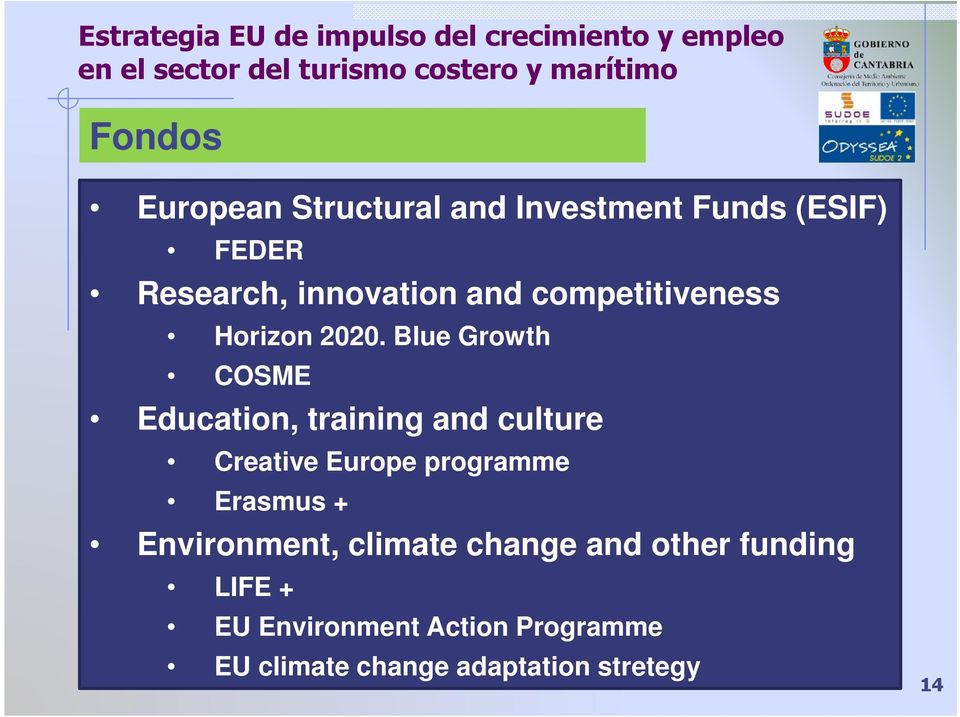 2020. Blue Growth COSME Education, training and culture Creative Europe programme Erasmus + Environment,
