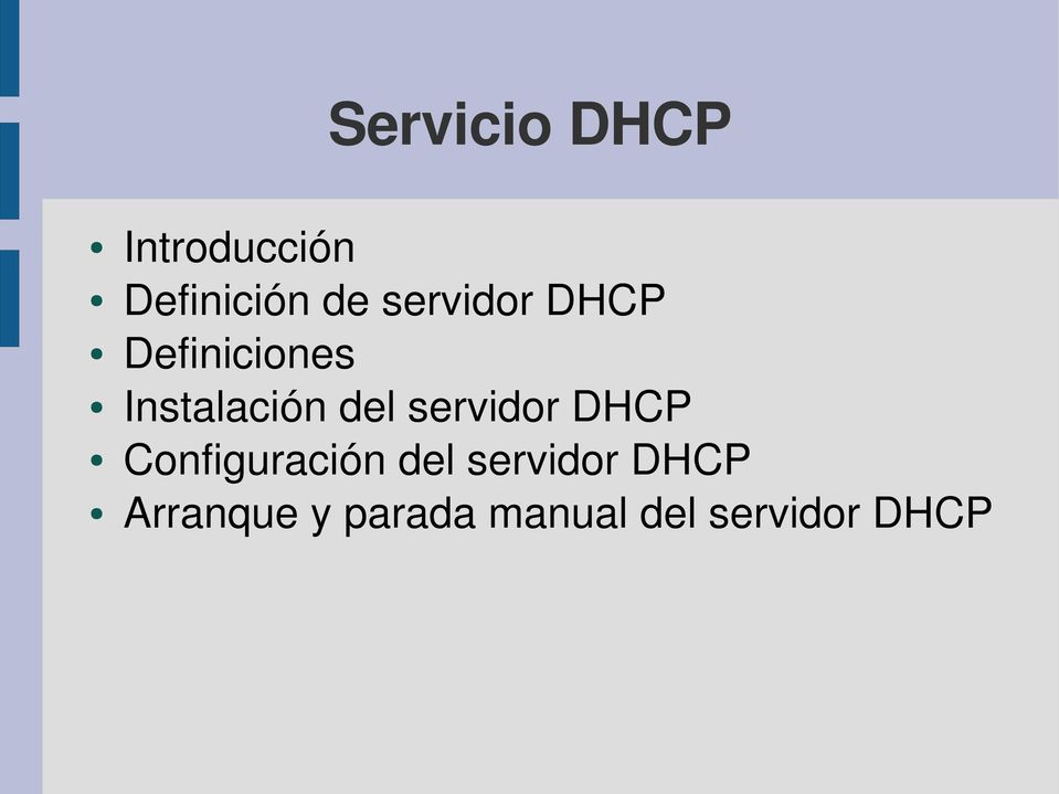 servidor DHCP Configuración del servidor
