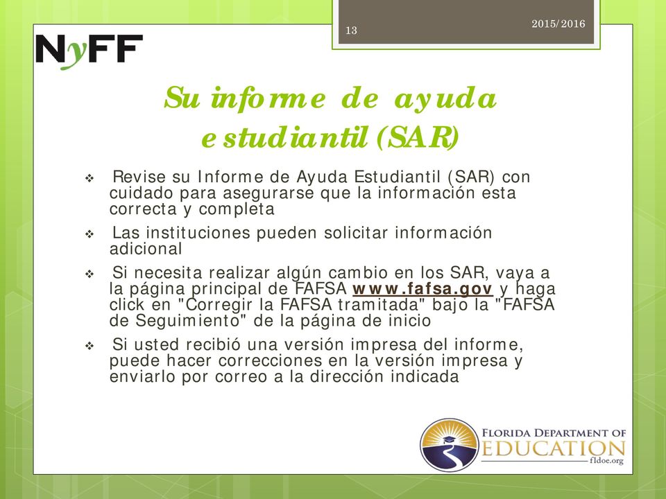 página principal de FAFSA www.fafsa.