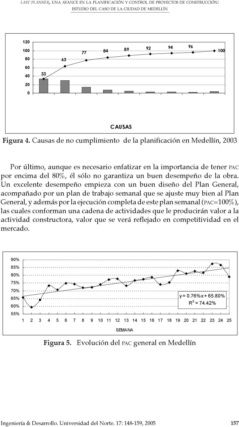 Causas de no cumplimiento de la planificación en Medellín, 2003 Por último, aunque es necesario enfatizar en la importancia de tener PAC por encima del 80%, él sólo no garantiza un buen desempeño de