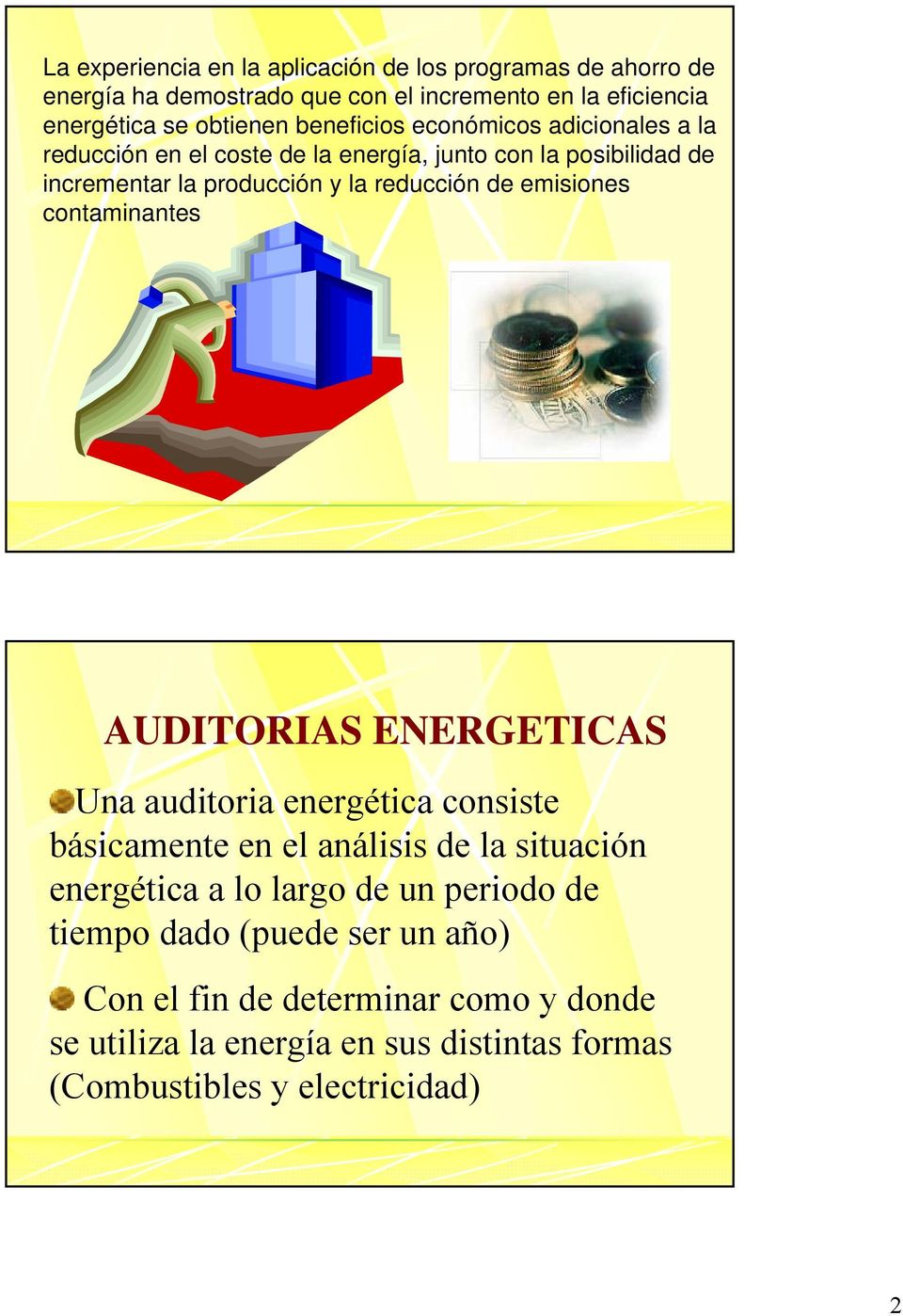 emisiones contaminantes AUDITORIAS ENERGETICAS Una auditoria energética consiste básicamente en el análisis de la situación energética a lo largo de