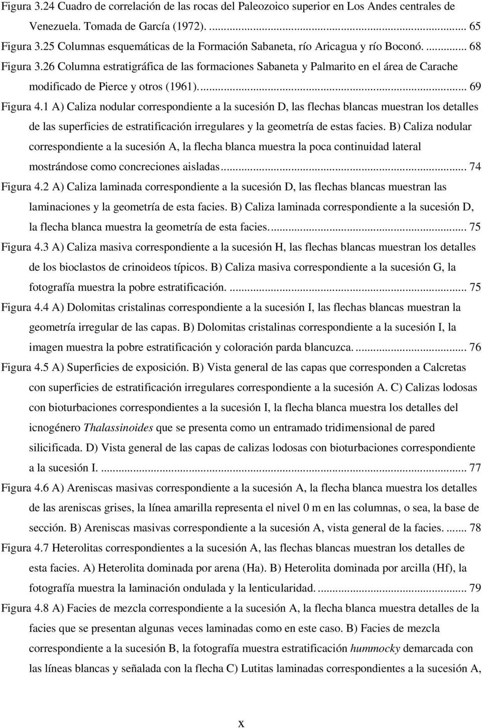 26 Columna estratigráfica de las formaciones Sabaneta y Palmarito en el área de Carache modificado de Pierce y otros (1961)... 69 Figura 4.