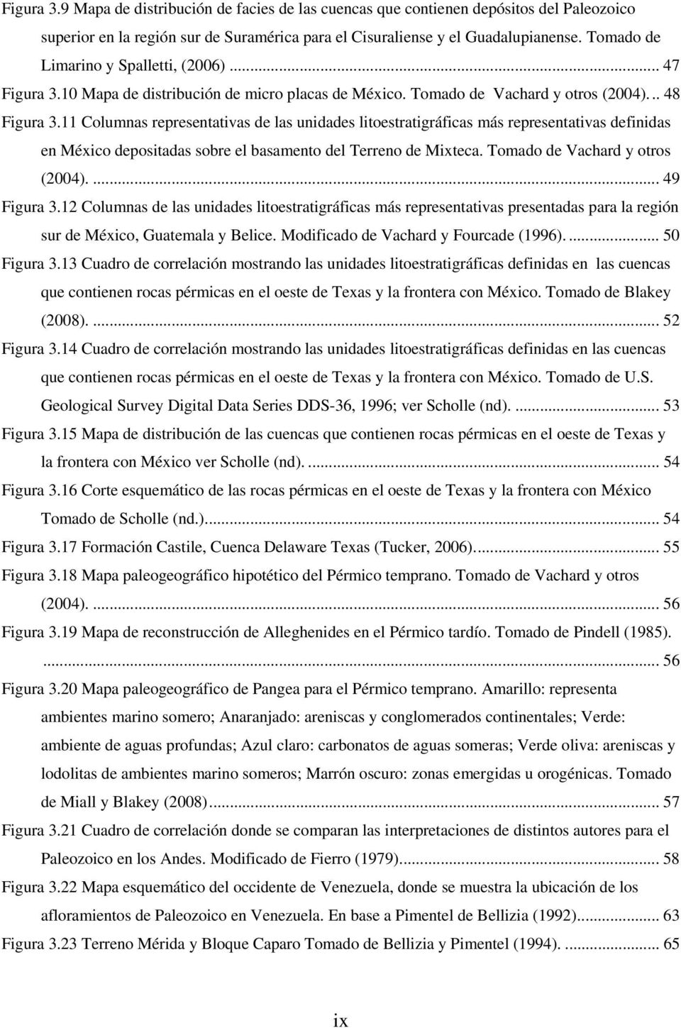 11 Columnas representativas de las unidades litoestratigráficas más representativas definidas en México depositadas sobre el basamento del Terreno de Mixteca. Tomado de Vachard y otros (2004).
