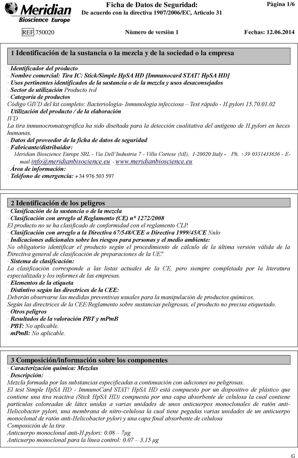 Inmunología infecciosa Test rápido - H.pylori 15.70.01.