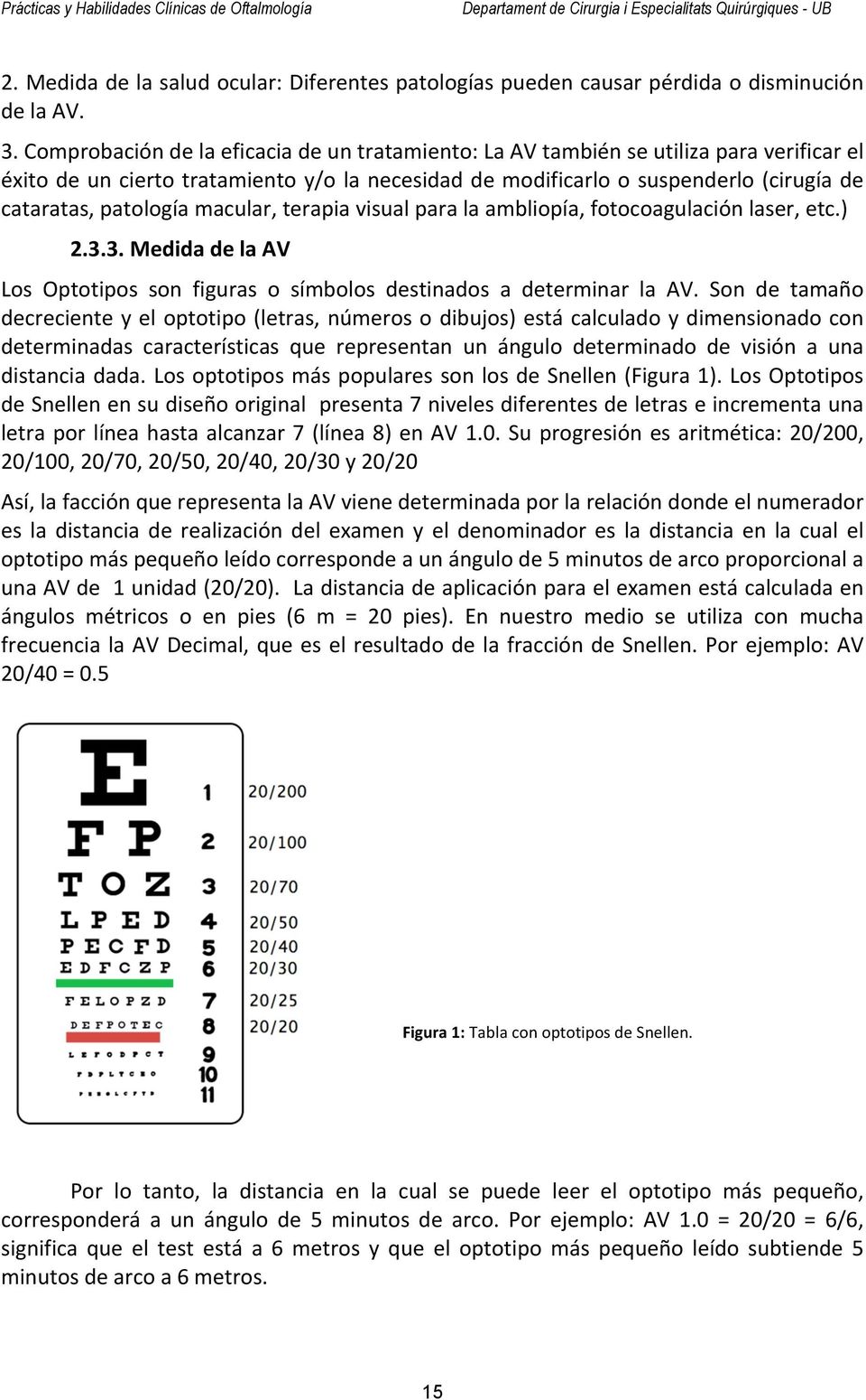 macular, terapia visual para la ambliopía, fotocoagulación laser, etc.) 2.3.3. Medida de la AV Los Optotipos son figuras o símbolos destinados a determinar la AV.