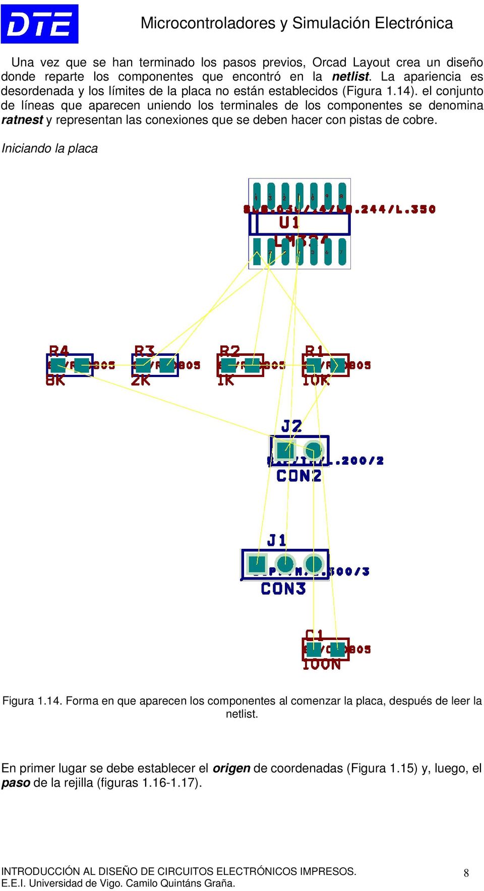 el conjunto de líneas que aparecen uniendo los terminales de los componentes se denomina ratnest y representan las conexiones que se deben hacer con pistas de