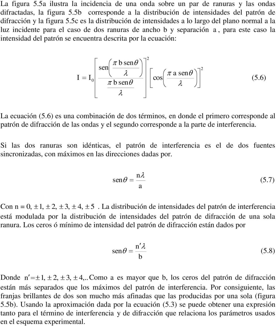descrita por la ecuación: 2 b sen sen 2 a sen I I 0 cos (5.6) b sen La ecuación (5.