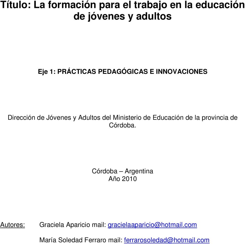 Educación de la provincia de Córdoba.