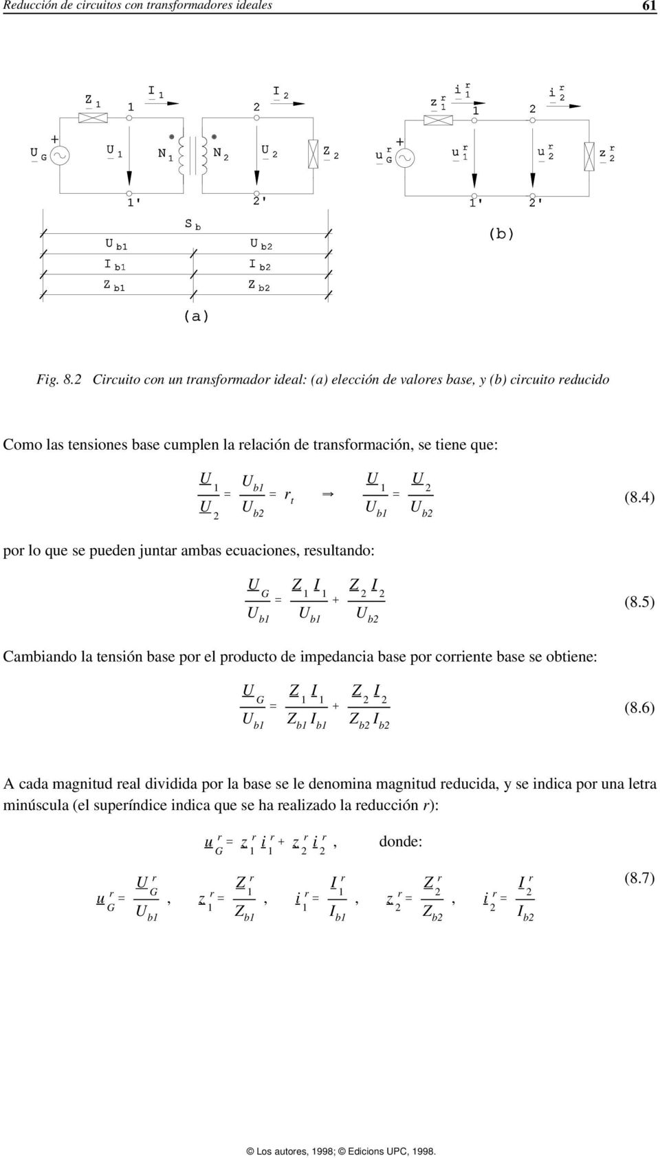 U b U U b (8.4) po lo que se pueden junta ambas ecuaciones, esultando: U G U b Z I U b Z I U b (8.
