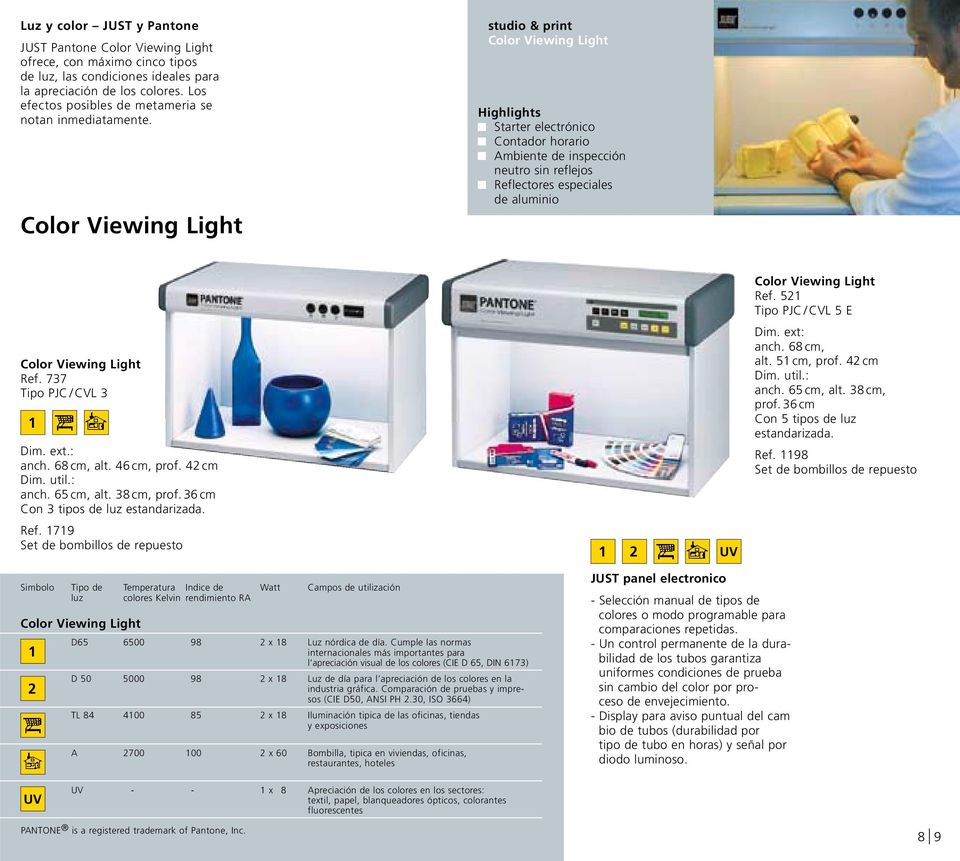 Color Viewing Light studio & print Color Viewing Light Highlights Starter electrónico Contador horario Ambiente de inspección neutro sin reflejos Reflectores especiales de aluminio Color Viewing