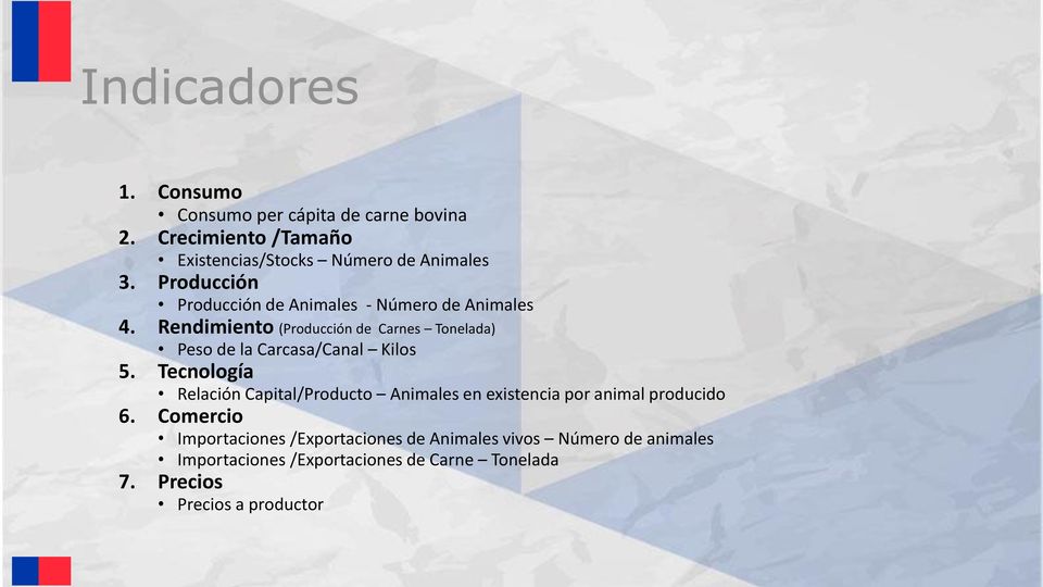 Rendimiento (Producción de Carnes Tonelada) Peso de la Carcasa/Canal Kilos 5.