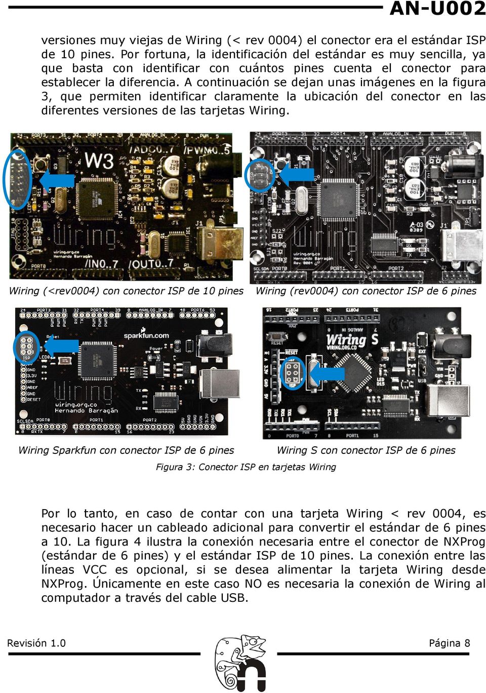 A continuación se dejan unas imágenes en la figura 3, que permiten identificar claramente la ubicación del conector en las diferentes versiones de las tarjetas Wiring.