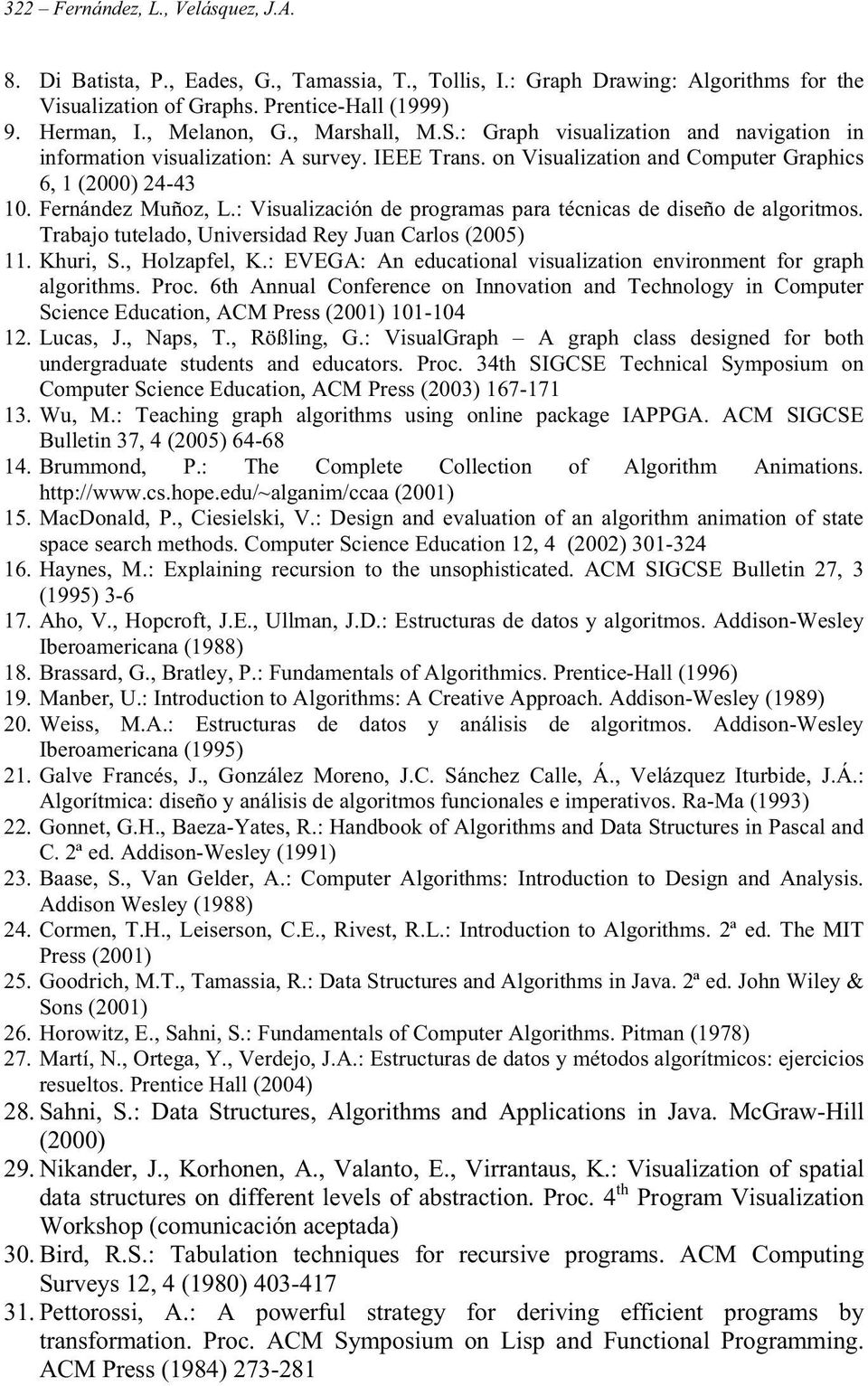 : Visualización de programas para técnicas de diseño de algoritmos. Trabajo tutelado, Universidad Rey Juan Carlos (2005) 11. Khuri, S., Holzapfel, K.