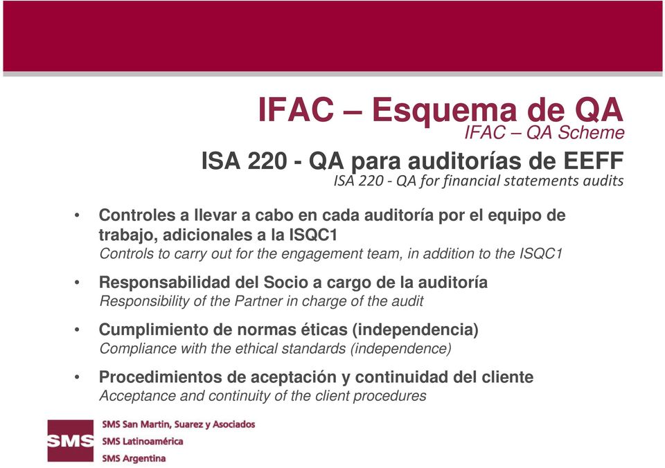 Responsabilidad del Socio a cargo de la auditoría Responsibility of the Partner in charge of the audit Cumplimiento de normas éticas