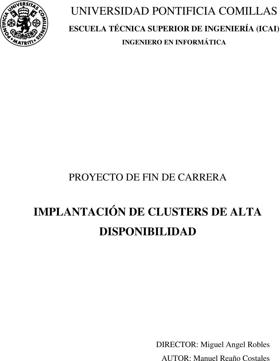 FIN DE CARRERA IMPLANTACIÓN DE CLUSTERS DE ALTA