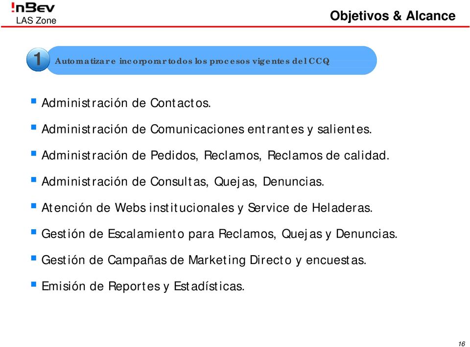Administración de Consultas, Quejas, Denuncias. Atención de Webs institucionales y Service de Heladeras.