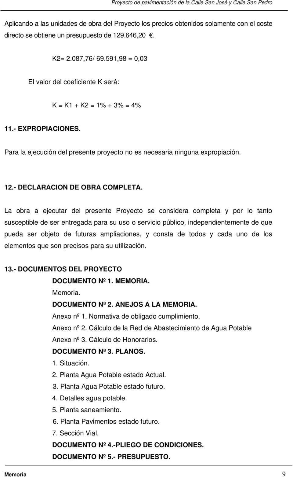 12.- DECLARACION DE OBRA COMPLETA.