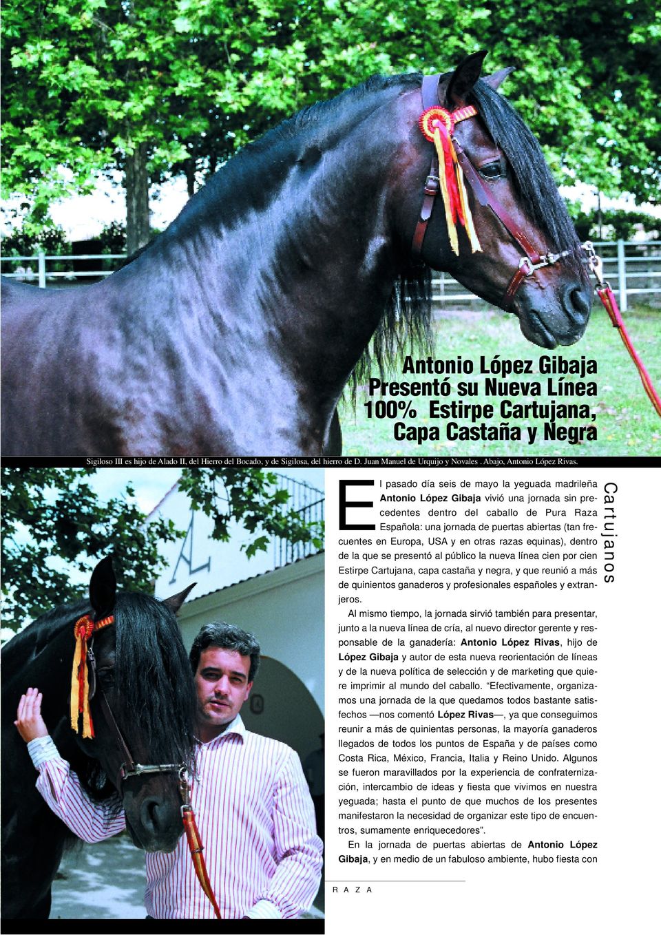 El pasado día seis de mayo la yeguada madrileña Antonio López Gibaja vivió una jornada sin precedentes dentro del caballo de Pura Raza Española: una jornada de puertas abiertas (tan frecuentes en