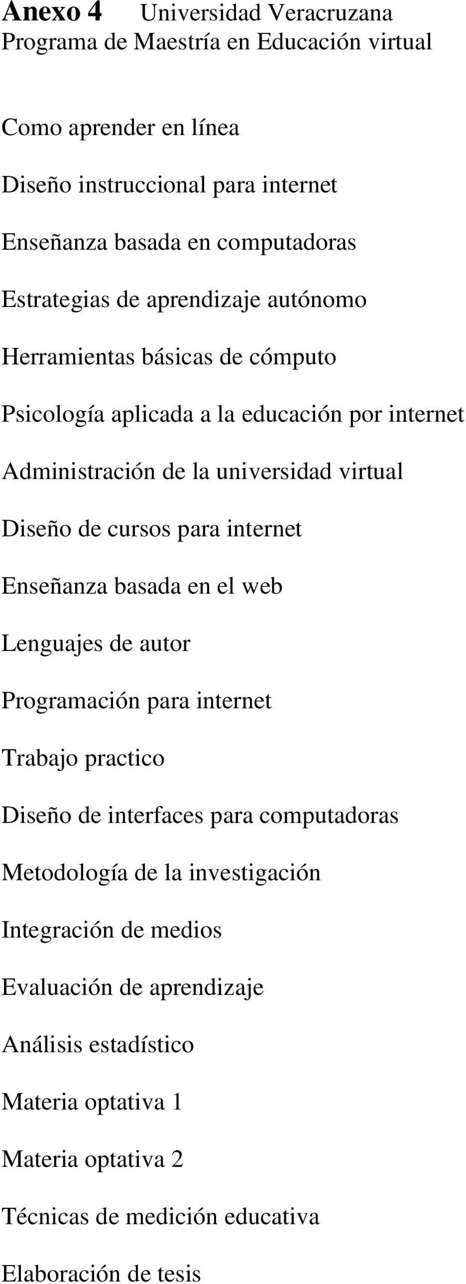 cursos para internet Enseñanza basada en el web Lenguajes de autor Programación para internet Trabajo practico Diseño de interfaces para computadoras Metodología de la