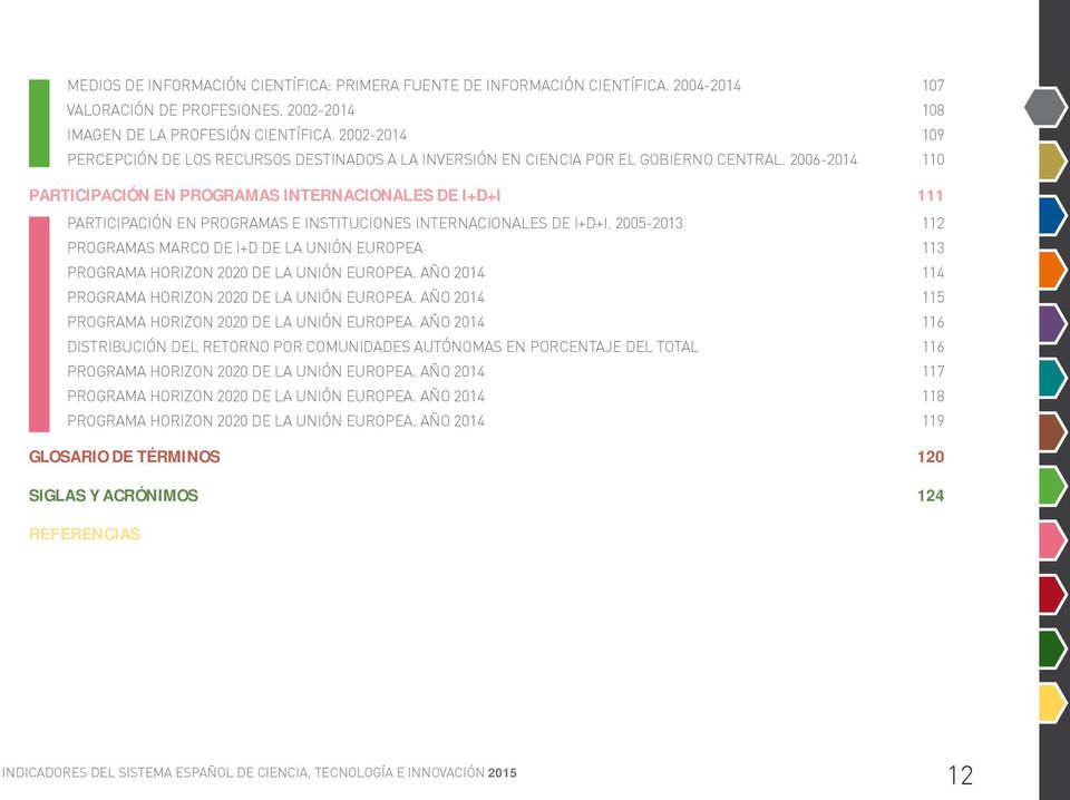 2006-2014 110 PARTICIPACIÓN EN PROGRAMAS INTERNACIONALES DE I+D+I 111 PARTICIPACIÓN EN PROGRAMAS E INSTITUCIONES INTERNACIONALES DE I+D+I.