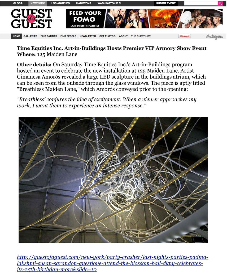 Artist Gimanesa Amorós revealed a large LED sculpture in the buildings atrium, which can be seen from the outside through the glass windows.