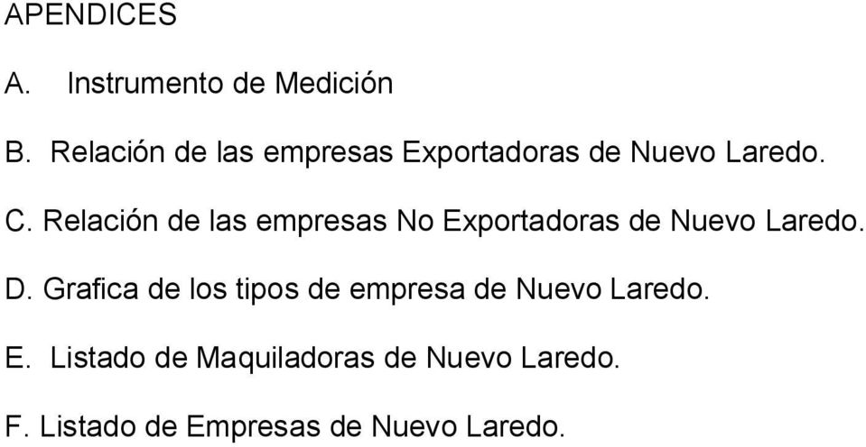 Relación de las empresas No Exportadoras de Nuevo Laredo. D.