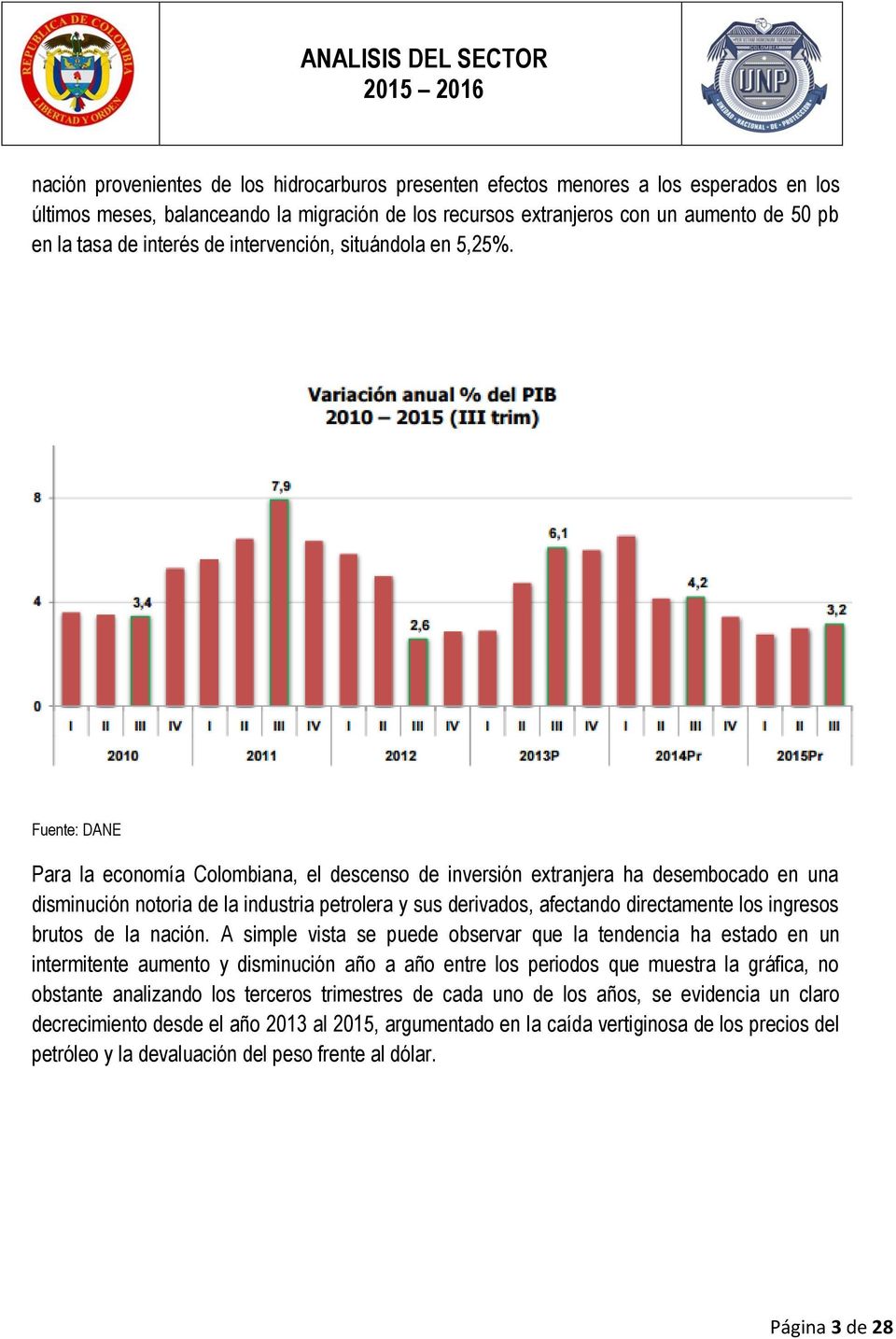 Fuente: DANE Para la economía Colombiana, el descenso de inversión extranjera ha desembocado en una disminución notoria de la industria petrolera y sus derivados, afectando directamente los ingresos