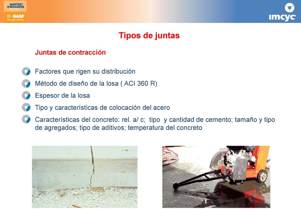 colocación del acero Características del concreto: rel.