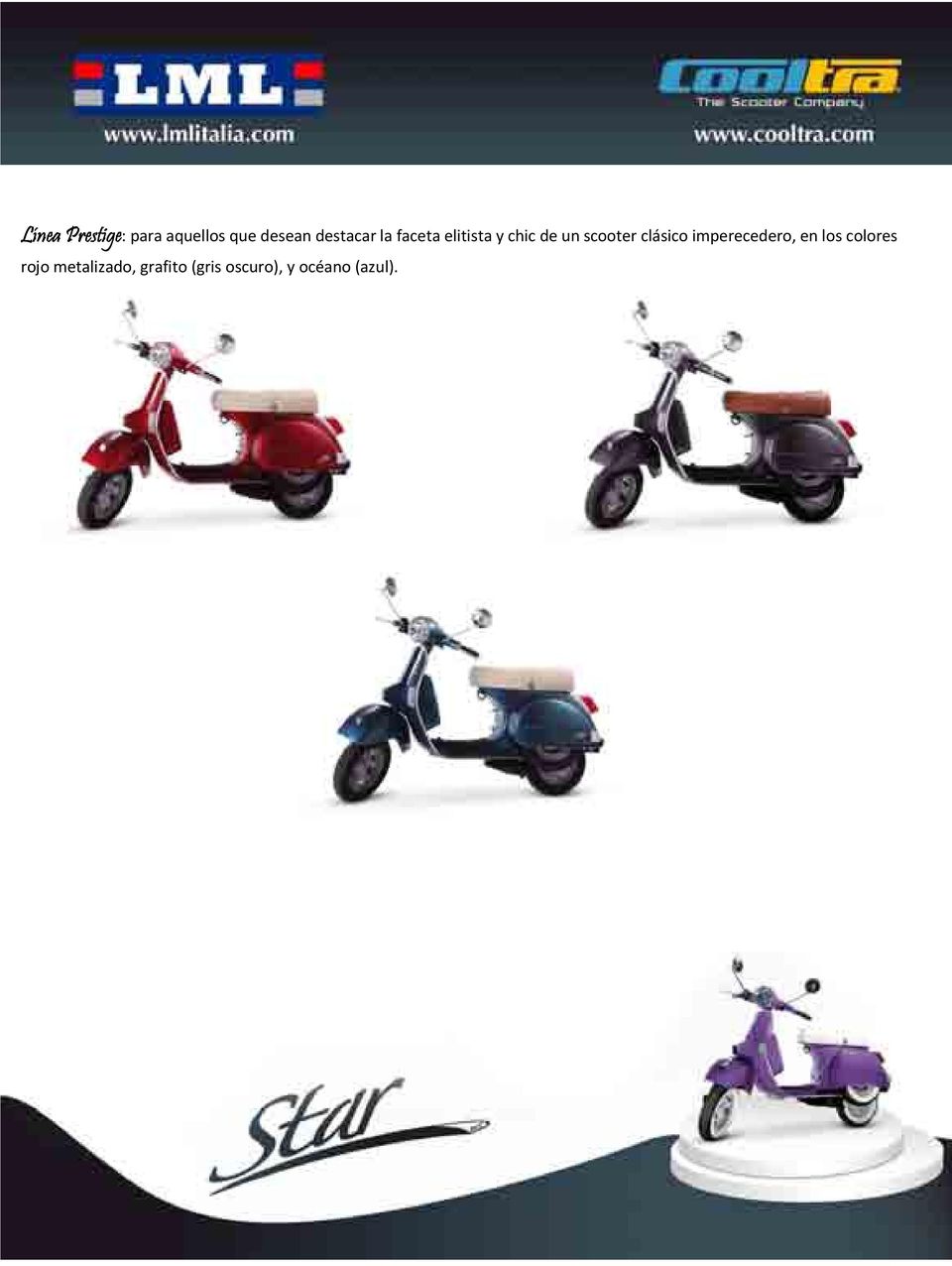 scooter clásico imperecedero, en los colores
