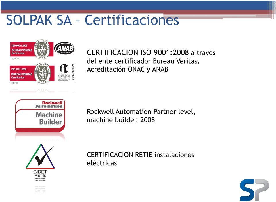 Acreditación ONAC y ANAB Rockwell Automation Partner