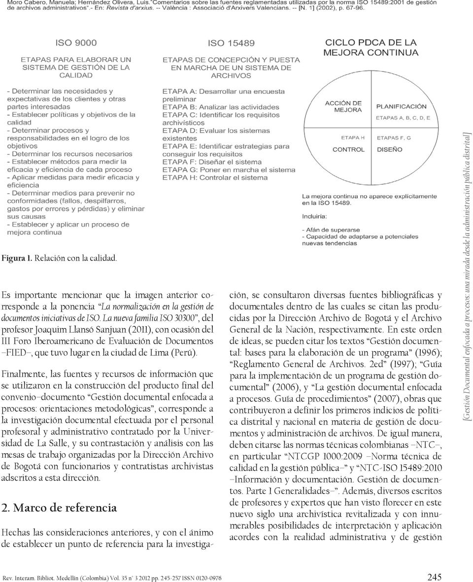 Mellín (Colombia) Vol. 35 n 3 2012 pp. 245-257 ISSN 0120-0976 Figura 1. Relación con la calidad.