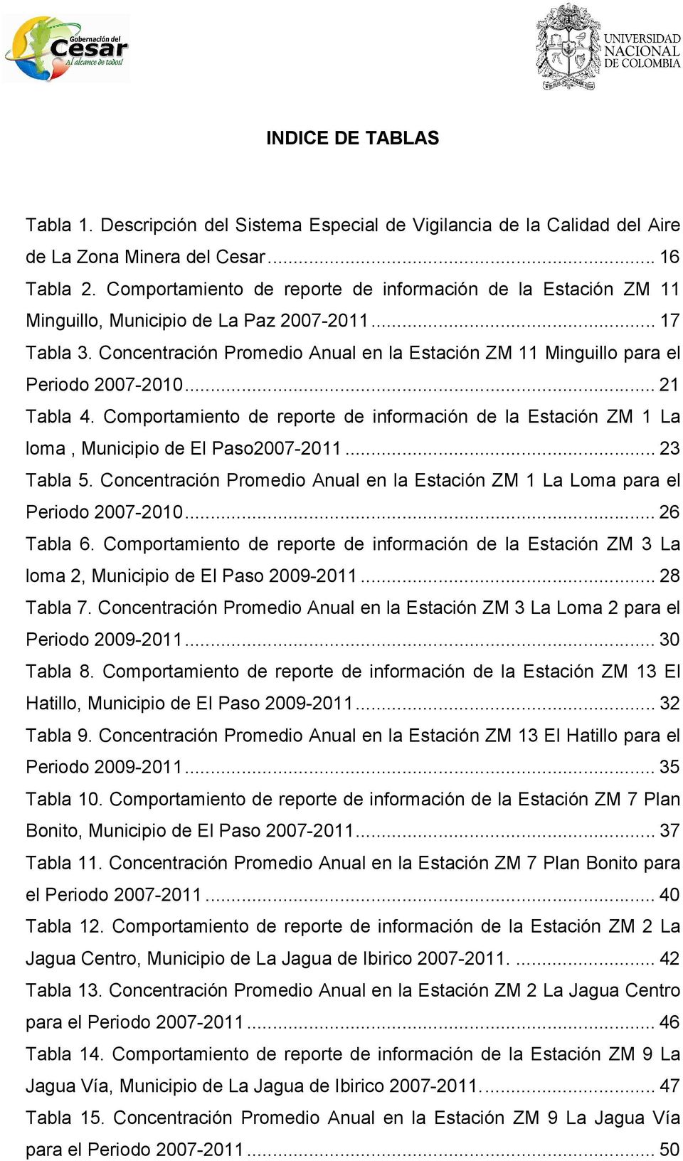 Concentración Promedio Anual en la Estación ZM 11 Minguillo para el Periodo 2007-2010... 21 Tabla 4.